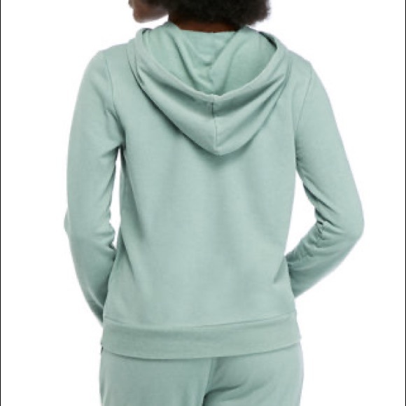 Belle du Jour Womens Pullover Hoodie Large L Cobalt Green Front Pocket Stretch - Picture 2 of 15